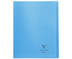Clairefontaine 984402C - Un cahier piqué Koverbook 48 pages 24x32 cm 90g grands carreaux, couverture polypro transparente Bleu