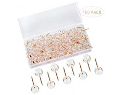 100 PCS Punaises,Punaises à Tête en Plastique Transparent pour Tête Punaises Babillard,Marque de Carte 10MM