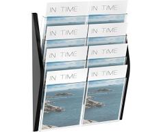 Helit H6270495 - Présentoir mural pour magazines, 4 poches, A3, paysage, noir