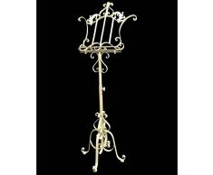 LHéritier Du Temps Présentoir Porte Menu sur Pied ou Lutrin Porte Partition à Volutes en Fer Patiné Blanc 6,5x53x172cm