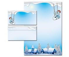 20 Pièces paper-media lot de 10 feuilles de papier à lettre à motif bonhomme de neige 10 enveloppes format long sans fenêtre assorties