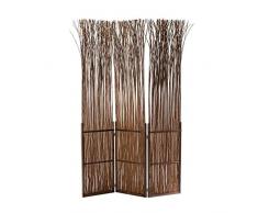 ARREDinITALY Paravent 3 Portes en Osier et Sapin Marron 120 x 180