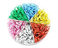 gespout Multicolore Lettre Pince Plastique Métal Trombones Trombone colorées pour la maison à lécole ou au bureau 50 mm 300 pièces, couleur aléatoire