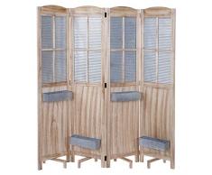 Mendler Paravent HWC-D26, cloison de séparation avec jardinières, en Bois et métal, 170x161x29 cm