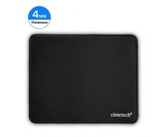 cimetech Tapis de Souris avec Bord Cousu, 1 Paquet Tapis de Souris avec Base en Caoutchouc antidérapante pour Ordinateur Portable avec Ordinateur et PC, 10,2x8,3x0,15 Pouces - Noir