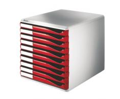 Esselte Bloc de Classement 10 Tiroirs - Gris/Rouge