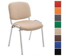 Chaise de Conférence Ken Piétement en Métal Chromé - Chaise Visiteur avec Revêtement en Tissu de Qualité - Chaise Confortable et Empilab, Couleurs:crème