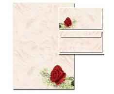 40 Pièces paper-media papier à lettre motif roses rouges avec enveloppes c5/c6 sans fenêtre