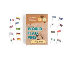 Miss Wood Punaises pour carte avec drapeaux du monde, Marron, taille Unique