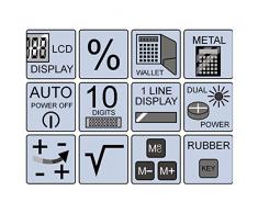 OLYMPIA LCD1110R - Calculatrice Rouge - Ecran 10 chiffres - Double Alimentation