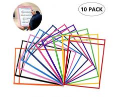 ZWOOS 10 Pièces Pochettes Effaçables à Sec Poches Réutilisables pour Fournitures de Bureau, denseignement Protecteurs de Feuilles en Plastique(35.5 x 25.5 cm)