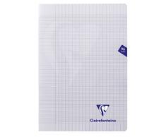 Clairefontaine 393161C - Un cahier piqué Mimesys 96 pages 21x29,7 cm 90g grands carreaux, Couverture polypro Incolore