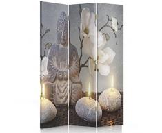 Feeby Frames Paravent déco Zen Impression 1 Face 3 Panneaux Gris 110x150 cm