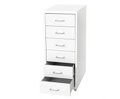 Caisson à roulettes Boston T851, Placard à tiroirs en Acier, 69x28x44cm 6 tiroirs ~ Blanc