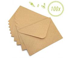 Japun – Enveloppes (100 pièces) en papier kraft vintage/sans fenêtre - C6-163 x 112 mm