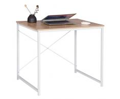 WOLTU Bureau dordinateur Table de Travail en Bois et Acier Table de Bureau, 80x60x70cm, Blanc+Chêne Clair, TSB03whe