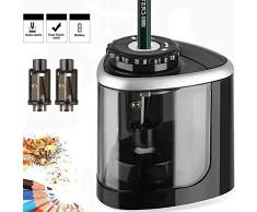 Taille-crayon Électrique, Affûtage Manuel et Électrique avec 3 Lames Remplaçables, Alimenté par 2 Piles AA, Antidérapant, Arrêter Automatiquement, Adapté à Lécole/Classe/Bureau/Accueil - Noir