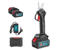 21V Électrique Sécateur Professionnel Scissor, Rechargeable Arbre Branches Cutter Réglable Cisailles Électrique Outil De Coupe,avec 2 Batteries 4000 Mah, Réglage De Louverture À Quatre Vitesses