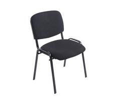 CLP Chaise de Visiteur Empilable Ken XL Tissu I Chaise de Salle dAttente avec Dossier et Assise Rembourrés I Fauteuil de Visiteur Charge Max. de 150 kg I Couleur: Noir