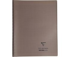 Clairefontaine 386401C - Un cahier à spirale Koverbook 160 pages 24x32 cm 90g grands carreaux, couverture polypro enveloppante transparente couleur aléatoire