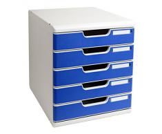 Exacompta Modulo Module de classement 5 tiroirs Gris/Bleu