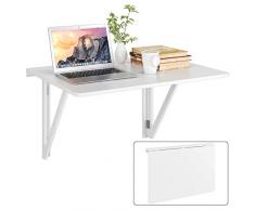 Homfa Bureau dOrdinateur Table Murale Pliante Table Murale Rabattable avec Deux Supports pour Chambre Salon Cuisine en Bois 80x60cm Blanc Ivoire