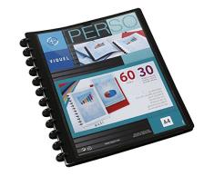 Viquel GEODE - Protège document en plastique avec pochettes amovibles - Porte vues personnalisable - Reliure 60 Vues (30 pochettes) - Format A4 Maxi - Coloris noir