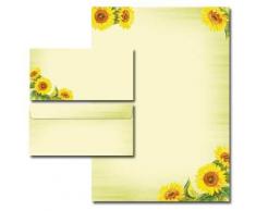 20 Pièces paper-media lot de 10 feuilles de papier à lettre à motif tournesols 10 enveloppes format long sans fenêtre assorties