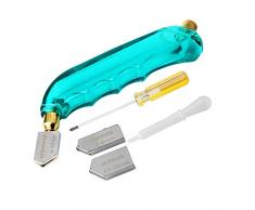 CESFONJER professionnel en carbure Verre Cutter, Coupeur de verre à alimentation par pistolet à usage intensif, avec tête et réservoir dhuile interchangeables - 2 mm-6 mm / 6 mm-12 mm / 12 mm-20 mm.