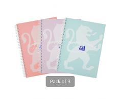 Cahier à spirales Pastel Oxford a4 - Lot de 3