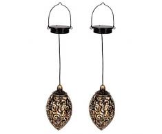 Gadgy 2 jeux de Lanterne solaire exterieur | pour decoration jardin | Lampe marocaine avec effet dombre | éclairage étanche pour suspendre
