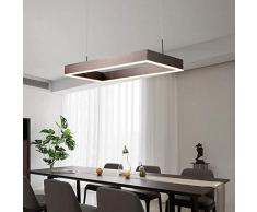 KAD Novely Chandeliers- 36W Led Suspension Dimmable Plafonnier Brun Rectangulaire Suspension Hauteur Réglable En Aluminium Suspension Acrylique Lampe Suspension Table À Manger Bureau Sal
