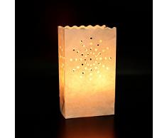 (26 x 15 x9cm)50pcs Sac à Bougie Lumière de Thé en Papier Ignifuge Lanterne Lampe Luminaire Doubles Soleil pour Decoration Maison Mariage Anniversaire Fete