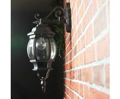 Applique rustique dextérieurBrest en noir forme de lanterne E27 jusqu IP43 Applique dextérieur pour cour et jardin