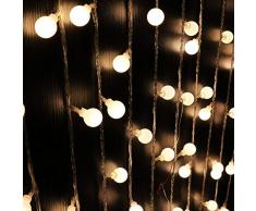 Guirlande Lumineuse, Lumiere Solaire Exterieur 50 Boule LED, 7m Fil Souple Imperméable IP65, 8 Modes Eclairage Décoration pour Maison, Jardin, Festival (Boule blanche laiteuse, Blanc froid)