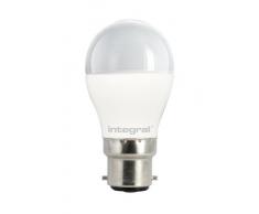 Integral LED ILP45B22O6.5D27KBEWA 95-25-62 Ampoule LED B22 Mini Globe 6,5 W 2700 K 470 lm Dimmable Plastique/Aluminium/Nickel Brossé/Verre Blanc Chaud 8,9 x 4,5 cm