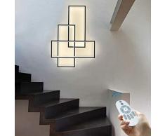 ZXM Applique Murale LED Lampe Carrée Rectangulaire Moderne, Lampe Intérieure Dimmable avec Télécommande, Abat-Jour en Acrylique, Utilisé dans Le Salon Chambre Hall Dhôtel Noir,65×45CM(45W)