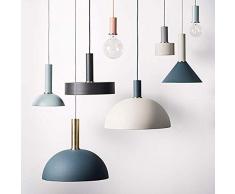 Nordic Pendant lustre art de fer couleur macaron lustre simple tête moderne pour restaurant/bar/chambre/lit/café, grand abat-jour cylindrique