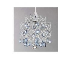 Saint MOSSI Plafonnier en verre de cristal baroque facile à poser pendant, abat-jour en verre de cristal, lustre en gouttelettes de verre en cristal clair et bleu