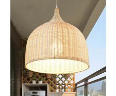 LXSEHN Rural Rotin Bambou Fait Main Lustre Restaurant Salon Chambre Balcon Couloir Bois Plafonnier Pendentif Suspension ( taille : 28*40cm )