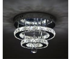 SHFGOO Cristal moderne LED plafonnier K9 Cristal en acier inoxydable Lustre Décor parfait pour le couloir/escalier/chambre à coucher/salle à manger (3 couleurs de gradation)