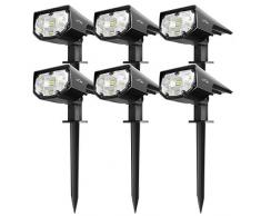 【6 Pack 12 LED】 Mpow Spot Solaire Extérieur, Lampes Solaires Etanche IP67 Projecteur Solaire Réglable avec Panneau Solaire 180° Eclairage Extérieur Solaire pour Jardin, Extérieur, Chemin, Allée