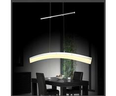Eurohandisplay suspension lED 20 w sD 8361-01A lampe suspension à hauteur réglable chromé, abat-jour en acrylique-longueur : 100 cm de large 7,5 cm, hauteur 150 cm blanc chaud 3000 k 1200 lm