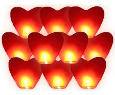 Lot de 10 lanternes volantes célestes thaïlandaise cœur rouge amour couple saint valentin cadeau anniversaire mariage