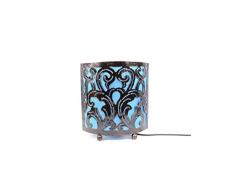 Lampe de chevet style marocain oriental fer forgé tissu turquoise