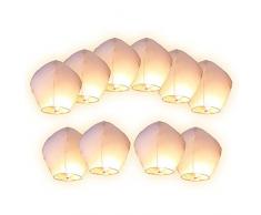 Gespout 10pcs Lanterne Volante Papier Blanc pour Mariage et Festival Grand