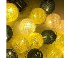 Guirlande Lumineuse Boule, Morbuy Lumineuse Cosy Boules Coton 20 LED Batterie Éclairage Matériau Durable En PVC 6cm balle Ficelle Lumière Couleur Décoration Pour La Saint Valentin Noël Fêtes Mariage d'autres Fêtes Ou Occasions