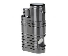 PIPITA Coupe-vent Briquet à gaz Briquet allume cigare quatre lampe torche Jet Flamme bleue rechargeables gonflable allume-cigares, gris foncé