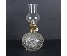 Antisue Lampe à pétrole classique en verre cristal lanterne kérosène antique Bouddha brûleur à kérosène nostalgique coupe-vent ghee huile légère