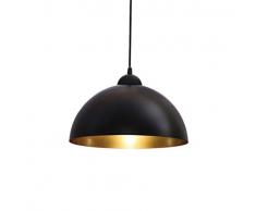 AZUOYI Rétro Pendentif Plafonnier Semi Circulaire en Fer Forgé Industriel Éclairage De Plafond Abat Jour E27 Base pour Ferme Restaurant Loft Cuisine Café Lustre Noir